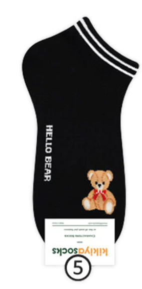 KIKIYASOCKS Hello Bear Socks  #Black