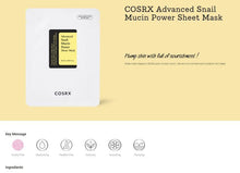 Load image into Gallery viewer, COSRX Advanced Snail Mucin Power Sheet Mask - 1 Sheet
